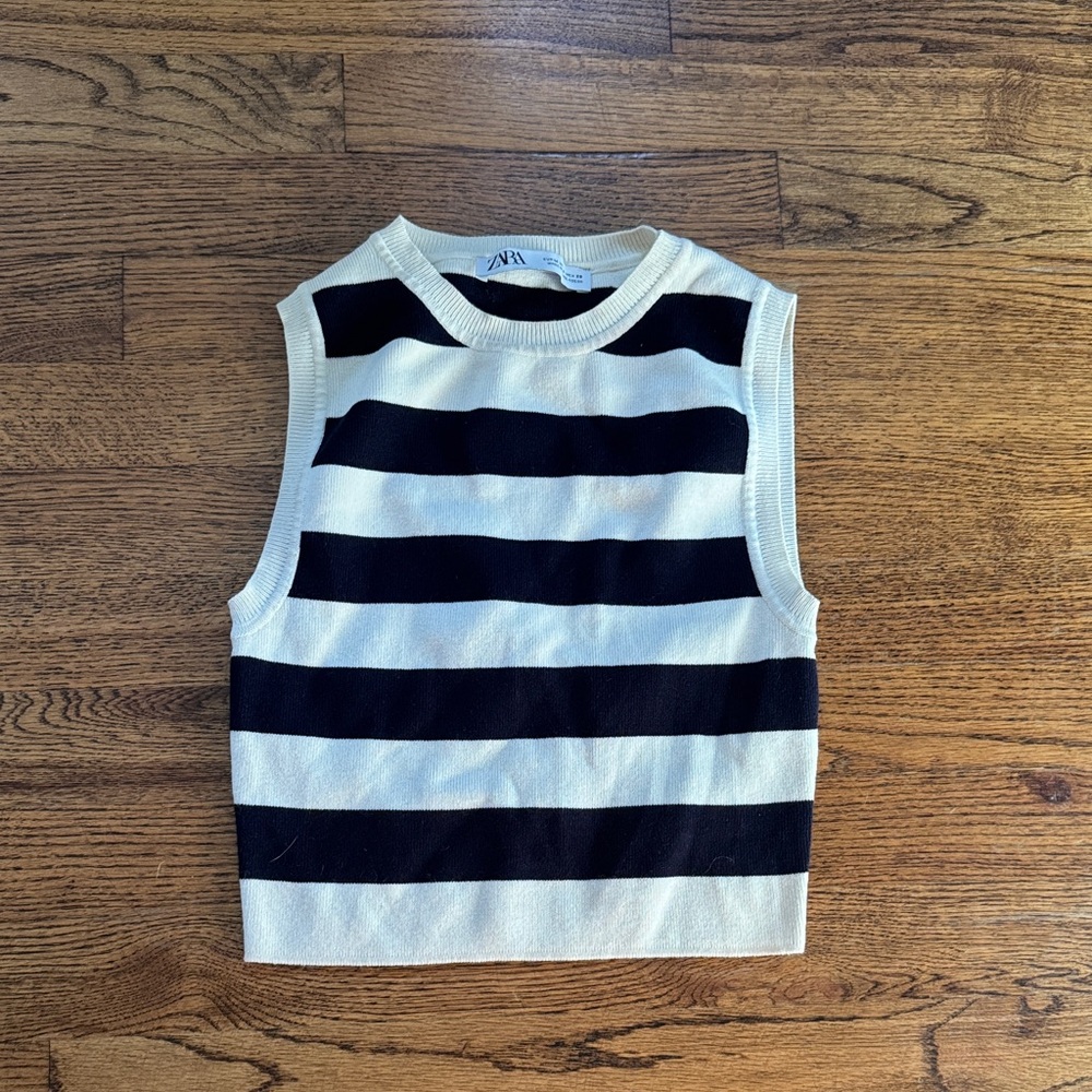 Zara Monochrome Striped Sleeveless Top